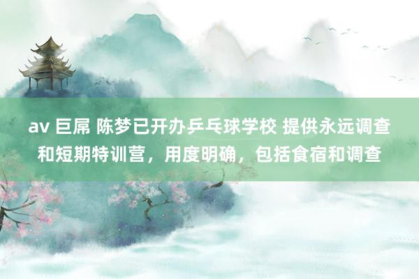 av 巨屌 陈梦已开办乒乓球学校 提供永远调查和短期特训营，用度明确，包括食宿和调查